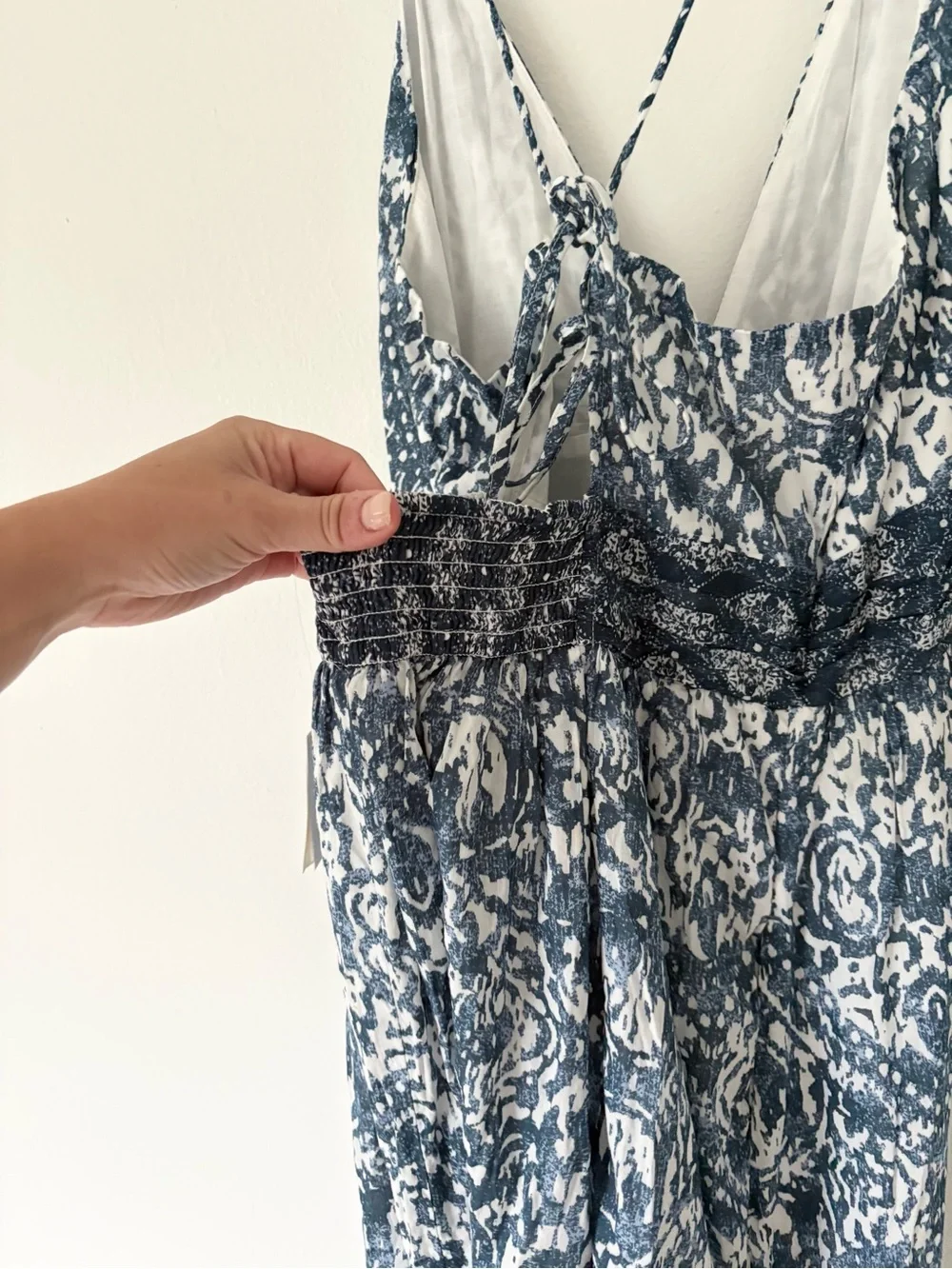 Abercrombie & Fitch Blue Paisley Bra-Free Tie Back Spaghetti Strap Maxi Dress XL